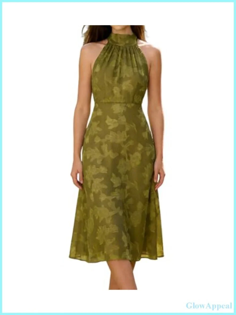 Halter Neck Sleeveless Floral Print A-Line Midi Sundress